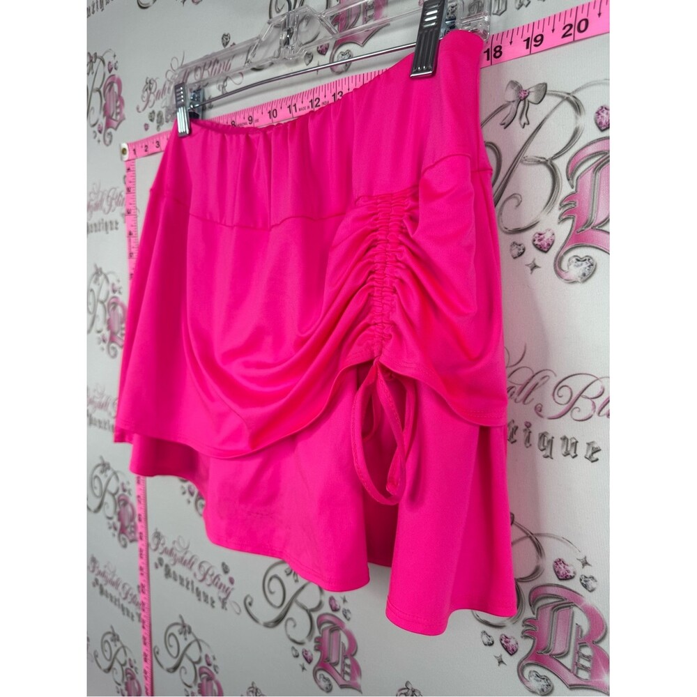 Tail SKORT skirt shorts under neon pink Hot Pink Ruched Tennis Skort - Picture 2 of 10